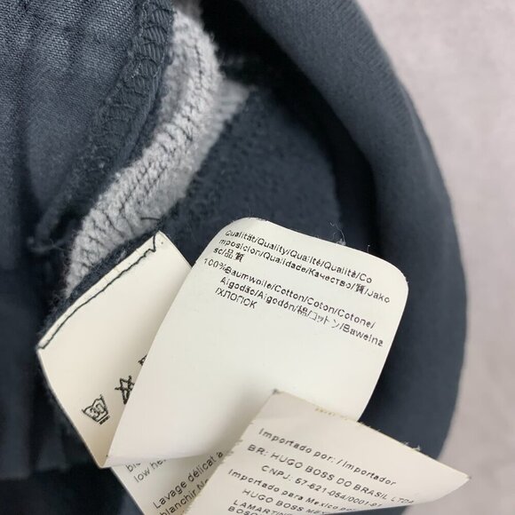 Hugo Boss Mens Sweater Jacket XL Gray Herringbone Full Zip Elbow Patches Pockets - Picture 8 of 10